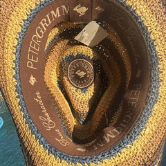 Peter Grimm New Multicolor Woven Straw Western Cowboy Hat Brown Blue Yellow
