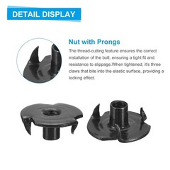 uxcell #8-32 T-Nuts, Zinc-Plated Carbon Steel 3-Pronged Tee Nuts Threaded Insert