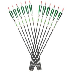 12Pcs Carbon Arrows 30»/32″ Spine 500 Changeable Tips 7.6mm Real Turkey Feather
