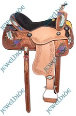 Navajo Feathers Barrel Racing Western Pleasure Horse Saddle 14″-18″ Size F/s