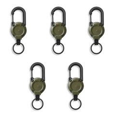 Retractable Carabiner Keychain 5pcs Heavy Duty Steel Wire Reel Key Ring Clip