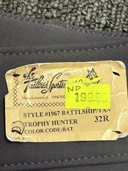 Tailored Sportsman Trophy Hunter English Riding Pants 32R Battleship/Tan Low Ris