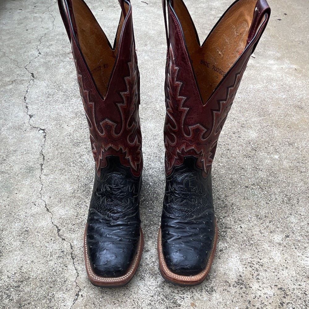 Dan Post Men’s Pull-On Western Cowboy Boots Square Toe Black/Brown US 8.5