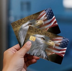 USA Flag Bald Eagle WE THE PEOPLE Credit Debit Card Skin Cover Sticker Set 2PCS