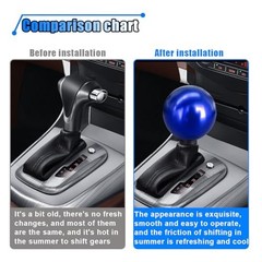 Car Round Ball Gear Shift Knob, Aluminum Alloy Gear Shift Stick Head for Blue