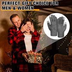 Berlune 2 Pairs Alpaca Wool Gloves Thermal Winter One Size, Black, Dark Gray