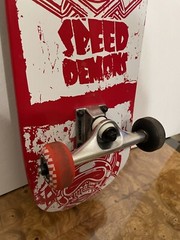 Speed Demon Skateboard 31in x 7.75in Concave Board Double Kick Tails Skull Red