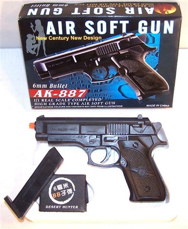 BLACK AIRSOFT PISTOL 6IN air soft gun NEW airsoft guns toys «FREE SHIP»