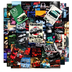 50/100PCS JDM Retrofit Racing Car Graffiti Stickers for Laptop Skateboard Luggag