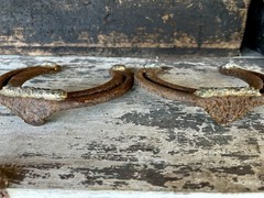 Hand-Forged Pair of 2 Studded Cast Iron Lucky Draft Horseshoes-Farmhouse Decor