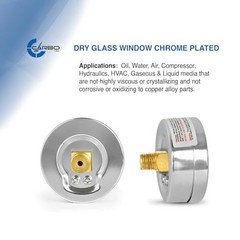 2-1/2″ Pressure Gauge, Chrome Plated Steel Case, Dry/kPa, Back Mount 0-15 psi