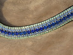 FSS CRYSTAL Browband SAPPHIRE BLUE-MINT GREEN GLIMMER Bling Curve Rhinestones