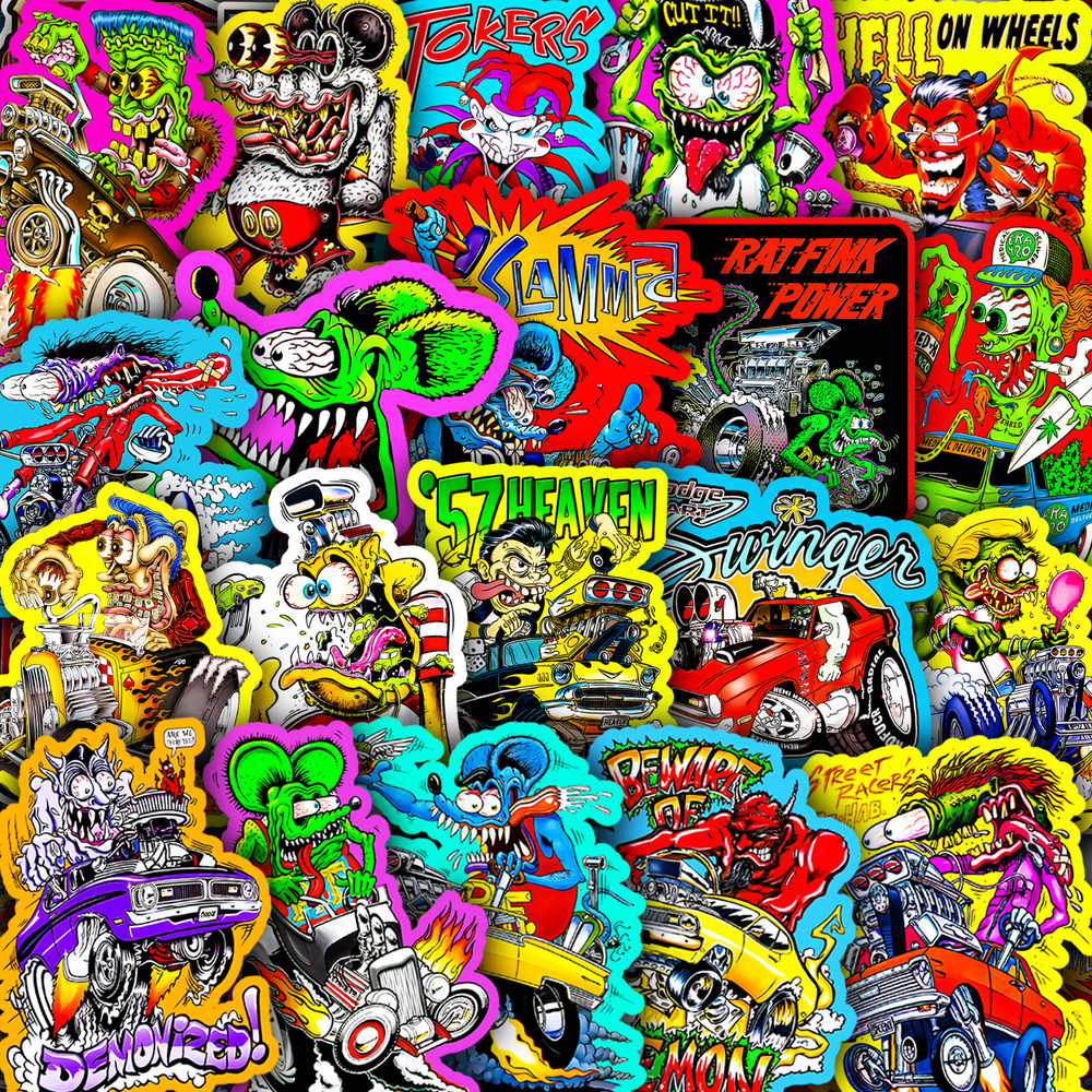 Rat Fink Ed Roth Vinyl Decals 50pcs Hot Rod Custom Car Bike Skateboard Sticker