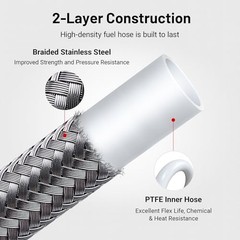 3AN PTFE Fuel Line Kit 20FT, AN3 E85 Stainless Steel Braided PTFE Fuel Hose