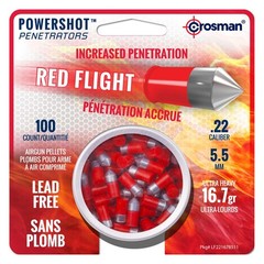 Crosman 100ct .22 Pellets Red Flight Powershot Penetrators Lead Free 16.7 Grain