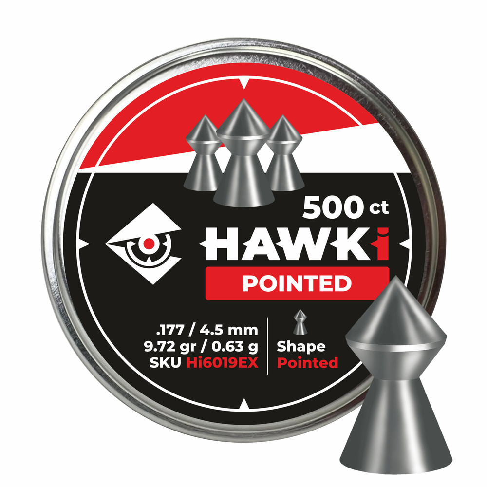 Hawki Airgun Pellets .177 / 4.5mm Caliber 9.72gr /0.63 g 500 ct Hi6019EX pointed