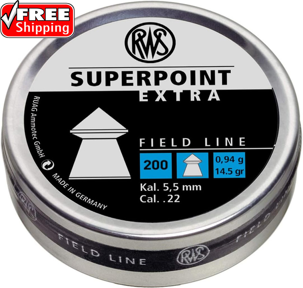 RWS Superpoint Extra Field Line Pellet Gun Pellets, 22 Caliber, 14.5 Grains, 200