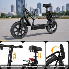 Electric Scooter with Seat for Adults 500W Motor E Scooter W/ Rear Box 14″ Tire