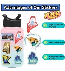 20Pcs Random American Cityscape Travel Aesthetic Waterproof USA States Stickers