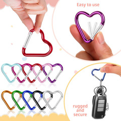 30pcs Heart Carabiner Clip, Alloy Heart Shape Hanging Keychain Clip, Cute Alumin