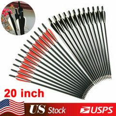 12Pcs 20″ Crossbow Bolts Carbon Arrows Half Moon Nocks 8.8mm Shaft OR Broadhead