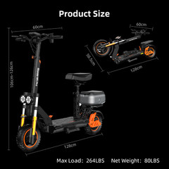 Ruitoo 1600W Electric Scooter with Seat for Adults Fast E-Scooter 20.8AH 34 MPH