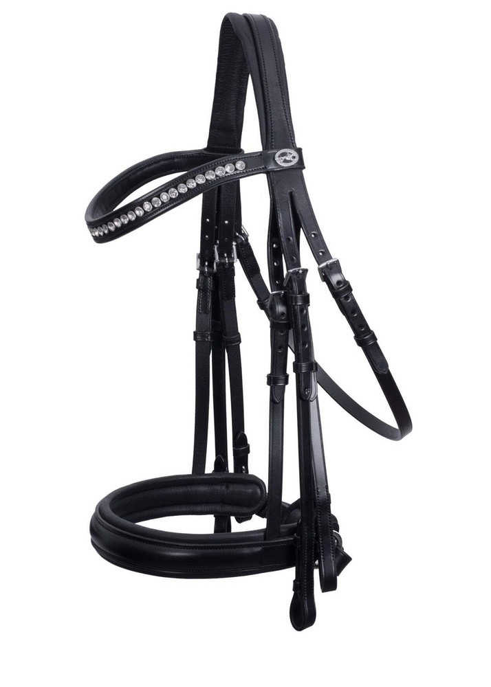 Schockemohle Barcelona Crystal Double Bridle Black/Silver | NO IMPORT FEES