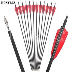 Carbon Arrows 30″ 4″ Feather Archery Arrows Compound Bow Recurve Bow Hunting