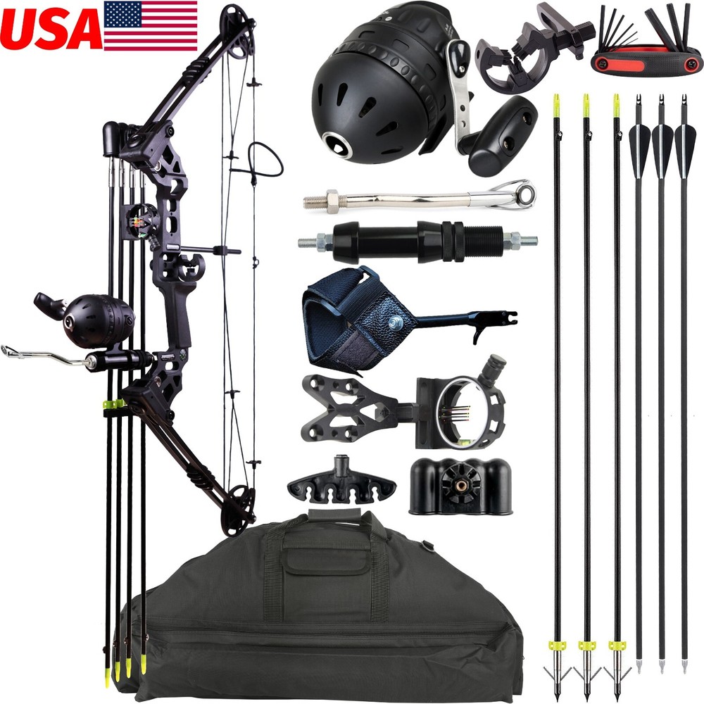 Compound Bow Fishing Combo Kit 20-70 LBS Hunting Bow with Bowfishing Arrow &Reel