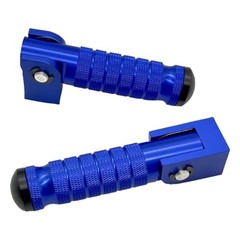 Universal 8mm Motorcycle Foot Pegs – Foldable Bike Pegs, 90 Degree Fixed Blue