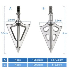 8-pcs Hunting Broadheads 125-Grain and 100-Grain Arrow Archery Arrowhead Suit…
