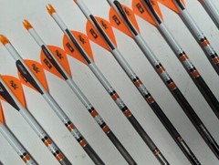 12-Easton Axis SPT Sport 400 5mm Carbon Arrows w/ Blazer Vanes & Steel Half-Outs