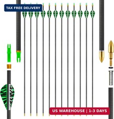 Carbon Arrows 31in for Hunting & Target Practice 350 Spine, 12 Pack with Removab