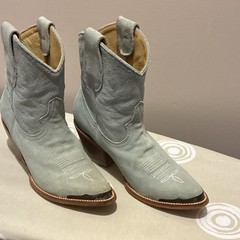 Dan Post women’s Light Blue Suede Leather Pull-On Western Cowboy Boots US 8