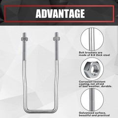 U-Bolt Trailer Spare Tire Bracket, Spare Tire Carrier Galvanized Threaded Spa…