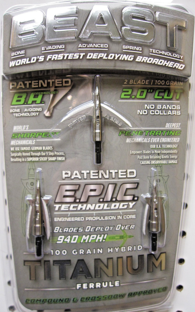 Bowmar Beast Titanium Hybrid Broadheads 2 Inch 100 Grain 3 Pack New