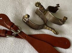 Bob BLACKWOOD Handmande Brass Mounted Men’s 1-1/4″ WIDE Band Working Ranch SPURS