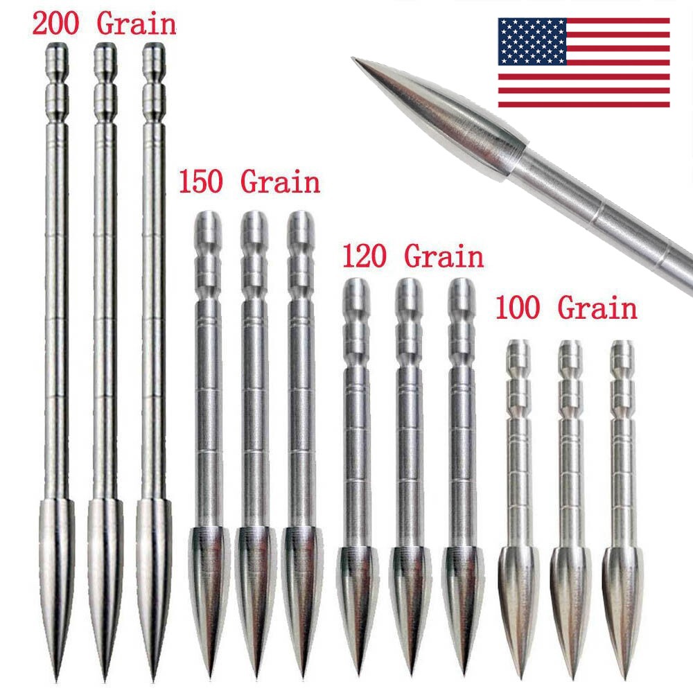 12pcs Archery Arrowheads Insert Tips 100-200gr Field Point 4.2mm Arrow Shaft DIY