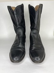Justin black leather cowboy boots pointed toe J40594 Men Sz 8.5D Made In USA