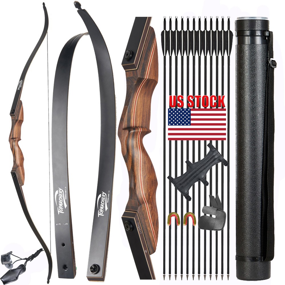 Right Hand Wooden Riser 60″ Takedown Recurve Bow 25-60lbs Archery Hunting Target