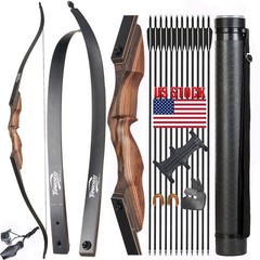 Right Hand Wooden Riser 60″ Takedown Recurve Bow 25-60lbs Archery Hunting Target