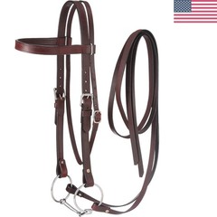 Durable Dark Oil Leather Browband Bridle for Draft Horses – Unisex Design