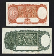 AUSTRALIA 10 Shillings + 1 Pound 1939-52 Picks. 25b + 26b MBC+ / VF