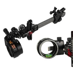 Compound Bow Sight 5Pin 0.019″ Archery 4X 6X 8X Lens Carbon Rod Adjustable RH LH