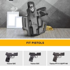 OWB Leather Holster for Glock 17 19 19X 22 23 45, Taurus G2C/G3C, Sig P320 Co…