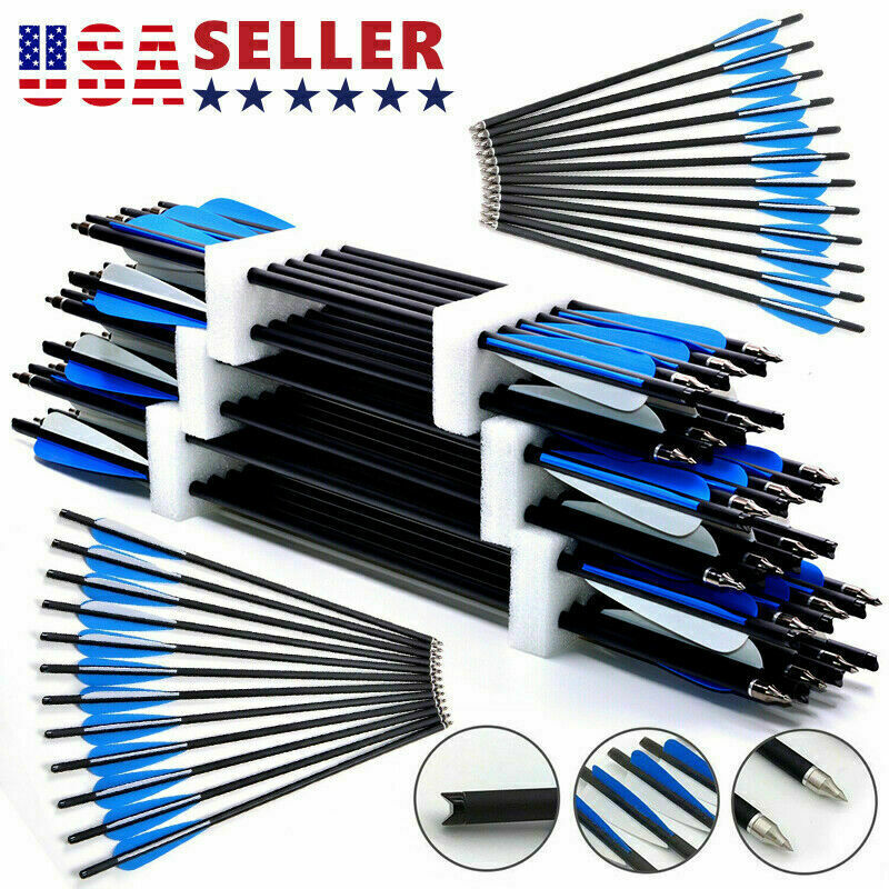 24Pack 20 inch Crossbow Bolts Carbon Crossbow Arrow for Hunting Outdoor Practice