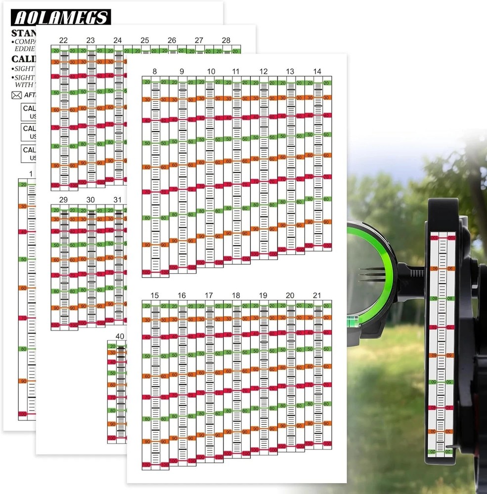 AOLAMEGS Archery Sight Tape, Weatherproof Bow Sight Tapes and Calibration Tapes,