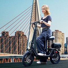 Electric Folding Scooter 48V 500W 14″ Tires w/ Basket Commuter E-Bike 20MPH
