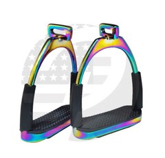 RAINBOW OFFSET HORSE FLEXIBLE SAFETY STIRRUPS (4.75’’) RIDING BENDY IRON STEEL