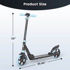 Commugo Foldable Kick Scooter Adjustable Scooter with Big Wheel for 8+ Kids